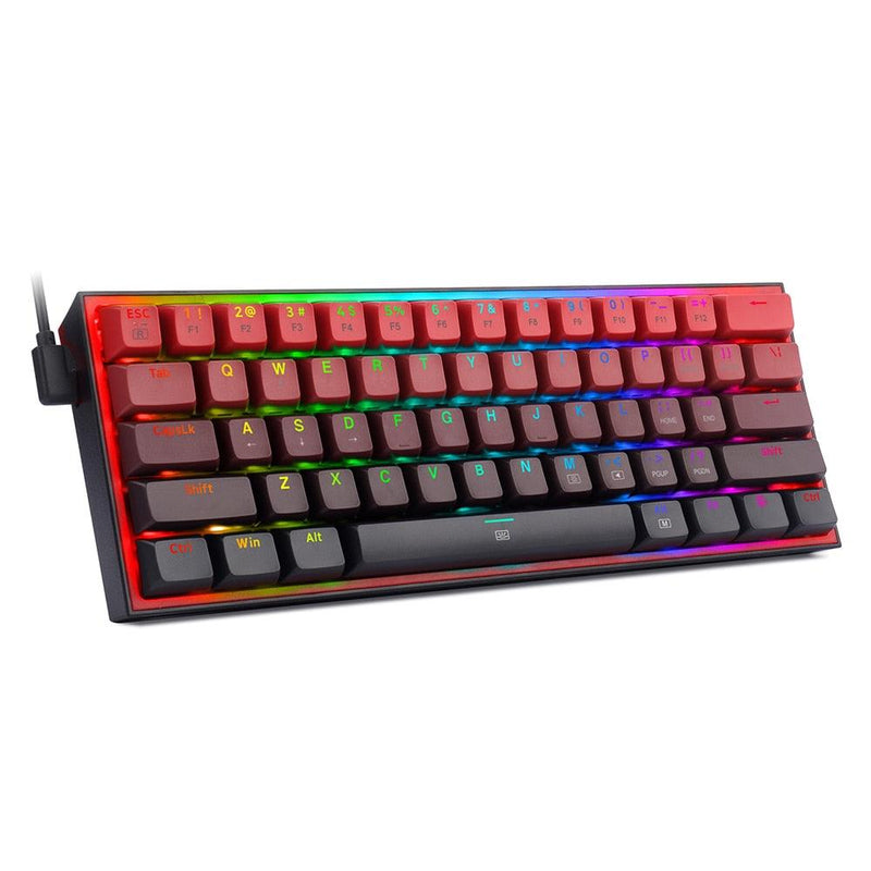 REDRAGON Fizz K617 RGB USB Mini Mechanical Gaming Wired Keyboard Red Switch 61 Key Gamer for Computer PC Laptop detachable cable - Caser Shop