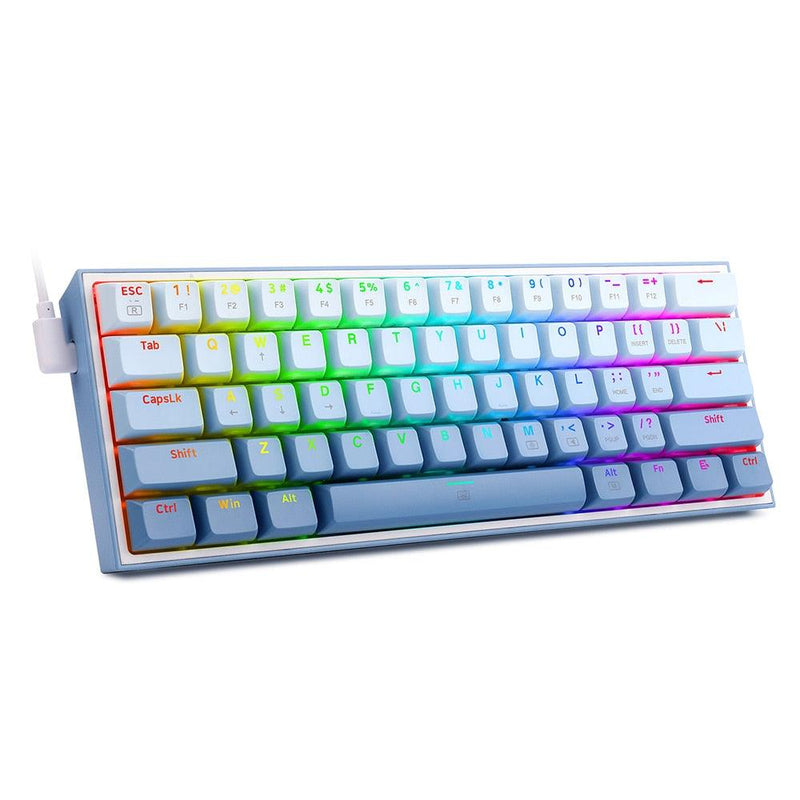 REDRAGON Fizz K617 RGB USB Mini Mechanical Gaming Wired Keyboard Red Switch 61 Key Gamer for Computer PC Laptop detachable cable - Caser Shop